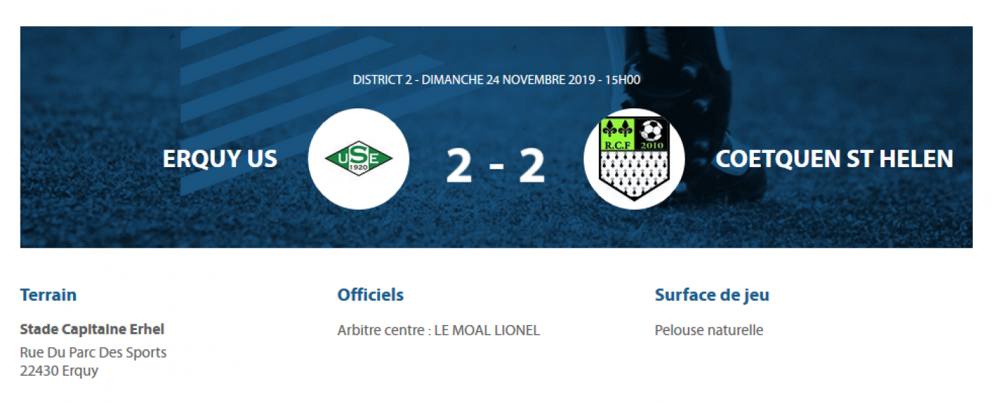 [D2 J5] US Erquy B 2 - 2 FC Rance Coëtquen St Helen