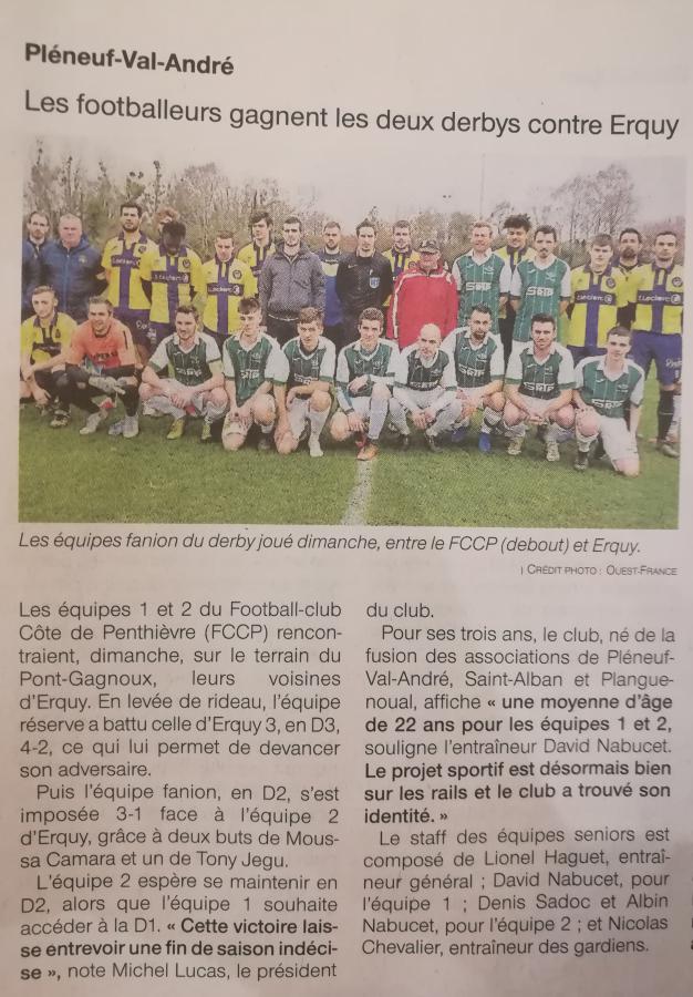 Article Ouest France - 05-03-19