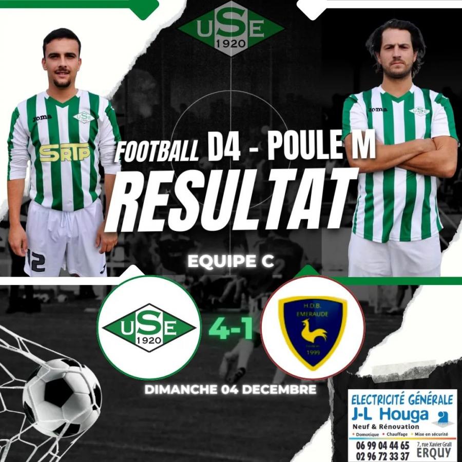 D4 Poule M - 9ème journée :
✅ HDB Hénansal B 1 - 4 US Erquy C
👉⚽️ Timothé LOSCOS + ⚽️ César ALLANOU x2 + ⚽️ Dimitri CATHERINE