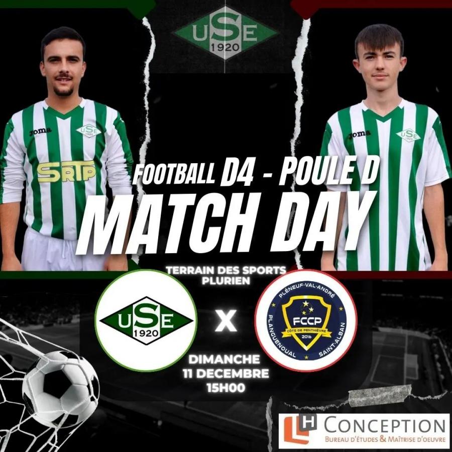 D4 Poule M - 8ème journée :
US Erquy C - FCCP Saint-Alban C ⏰ 13h au Terrain des Sports de Plurien