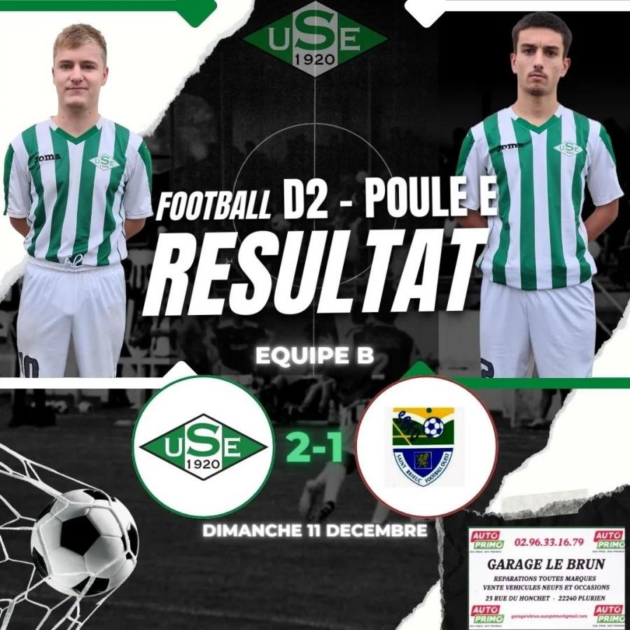 D2 Poule E - 9ème journée :
✅ US Erquy B 2 - 1 Saint-Brieuc FO
👉⚽️ Marc-Antoine DESCEUL + ⚽️ Théo EL BAHRI