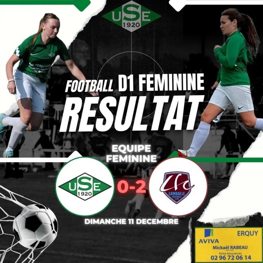D1F - 8ème journée :
❌️ US Erquy Féminines 0 - 2 FC Lamballe