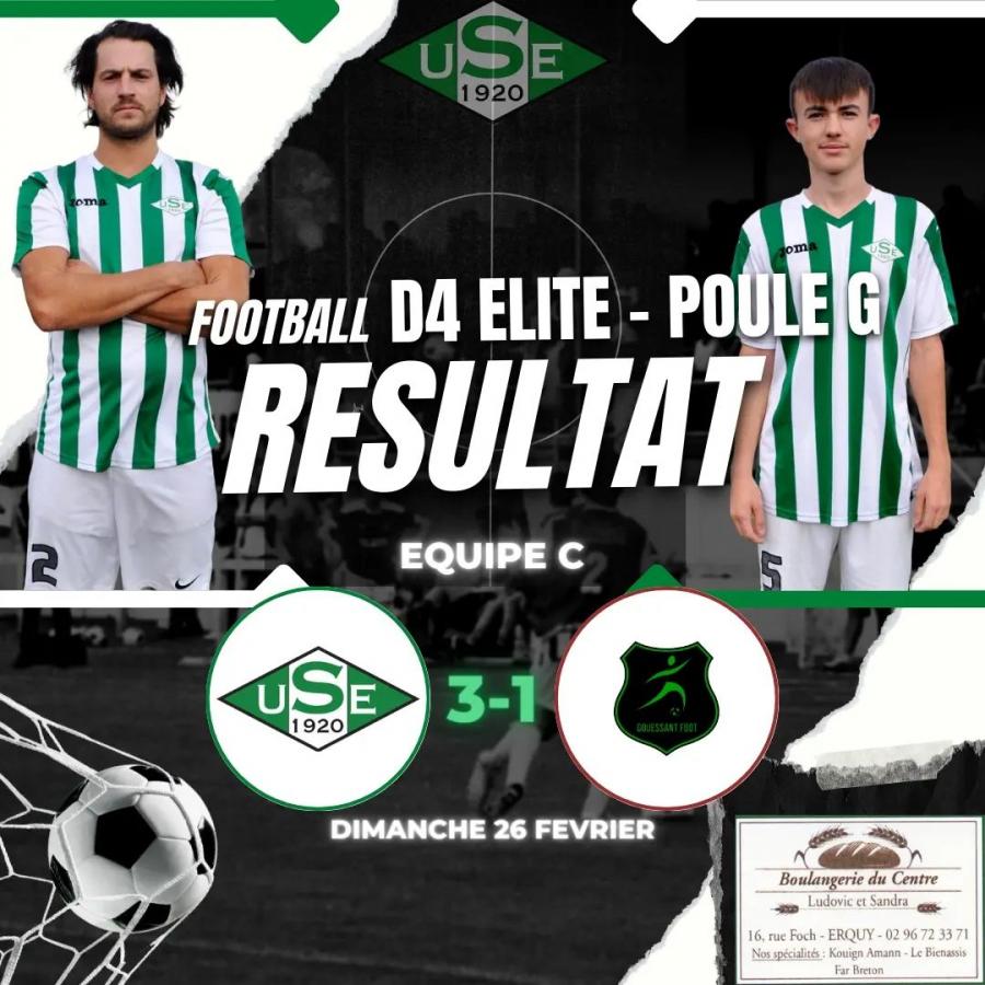D4 Élite Poule G - 2ème journée :
✅️ FUS Erquy C 3 - 1 GF CAMP Coëtmieux C
👉⚽x2 Jules TRANVOUEZ + ⚽ Thomas MOSSE