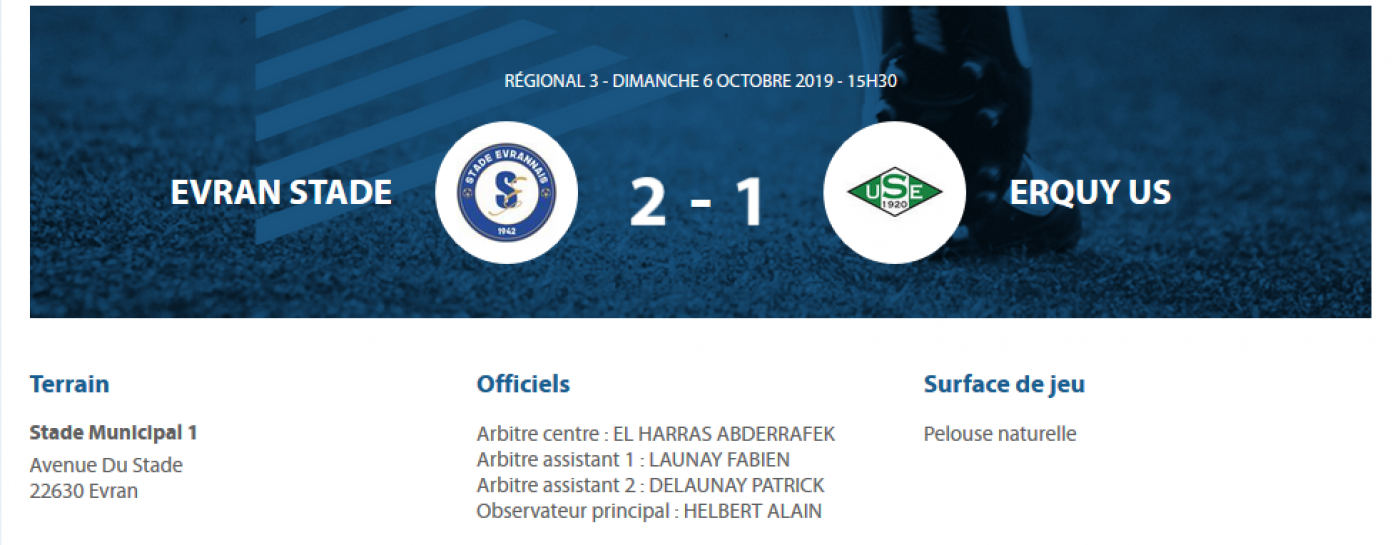 [R3 J3] Stade Evrannais 2- 1- US Erquy