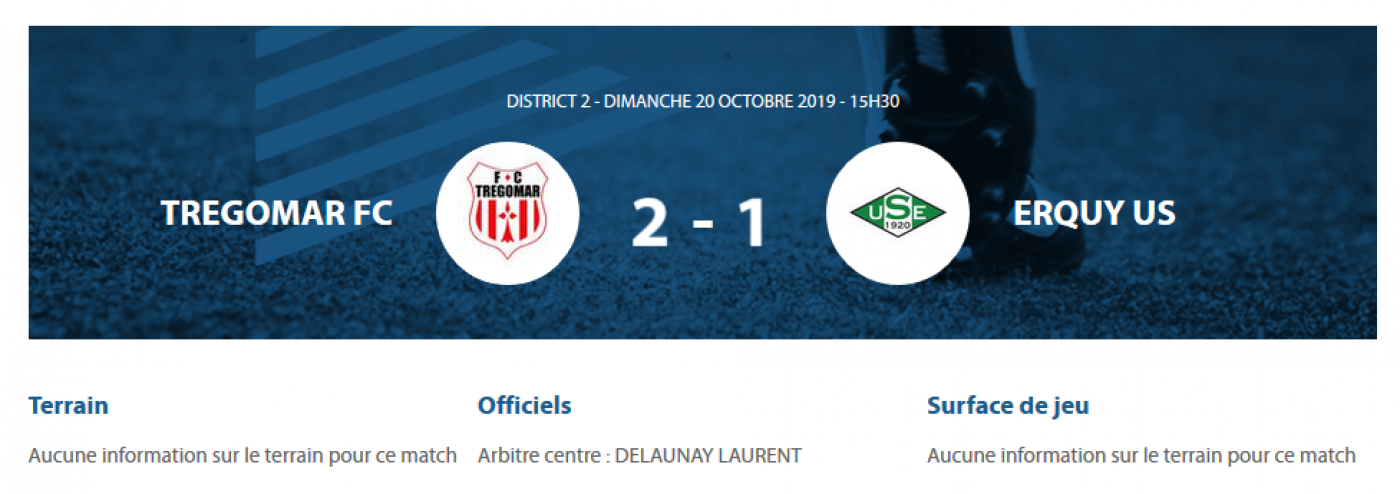 [D2 J3] FC Trégomar 2 - 1 US Erquy B